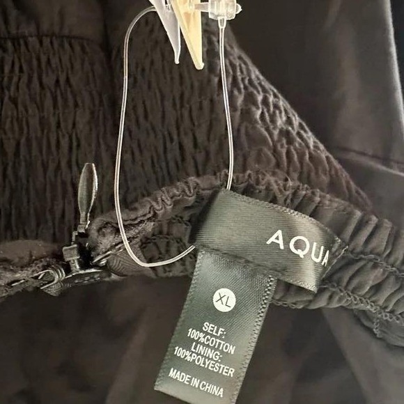 AQUA Bloomingdales Black Cotton Halter Maxi‎ Dress Tiered Sundress Size XL NWT - Picture 9 of 9